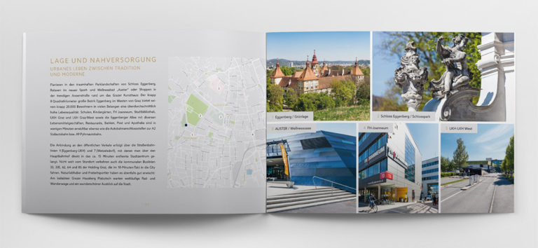 ukázka dvoustrany katalogu o developerském projektu