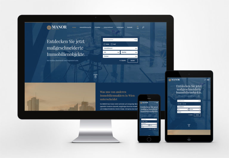 ukázka firemního webu na tabletu a mobilu